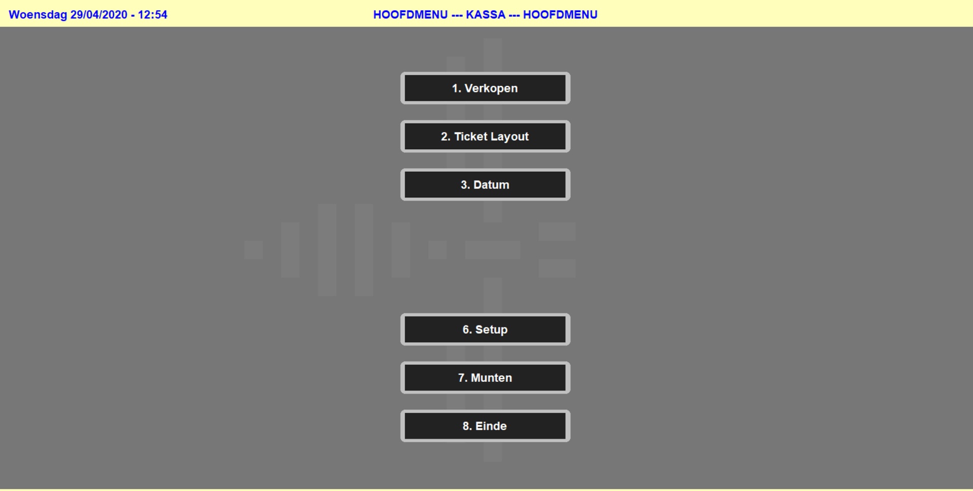 Kassa Module - hoofdmenu Kassa Module - hoofdmenu